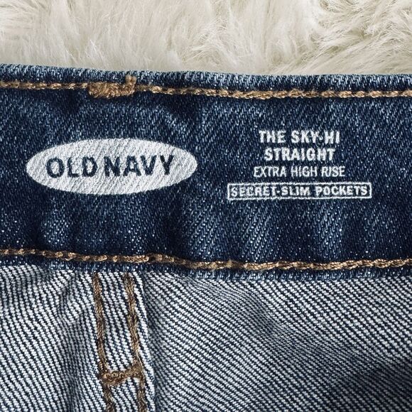 Old Navy Sky Hi Straight Jeans 8 (29x26.5) Blue Relaxed Ankle Stretch Womens - Picture 4 of 9